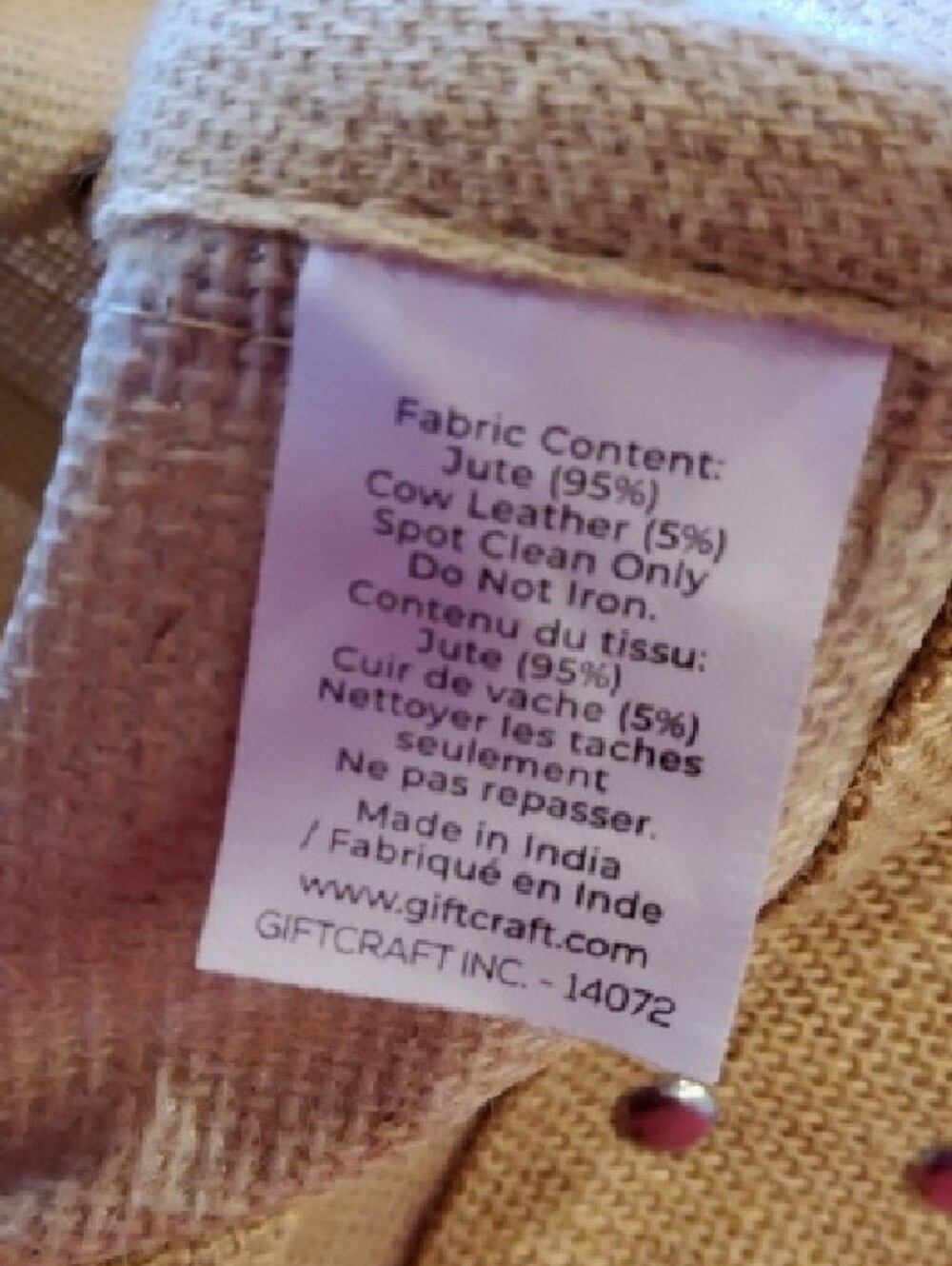 Mobile Office Jute Tote Bag in Natural and White - Picture 6 of 6